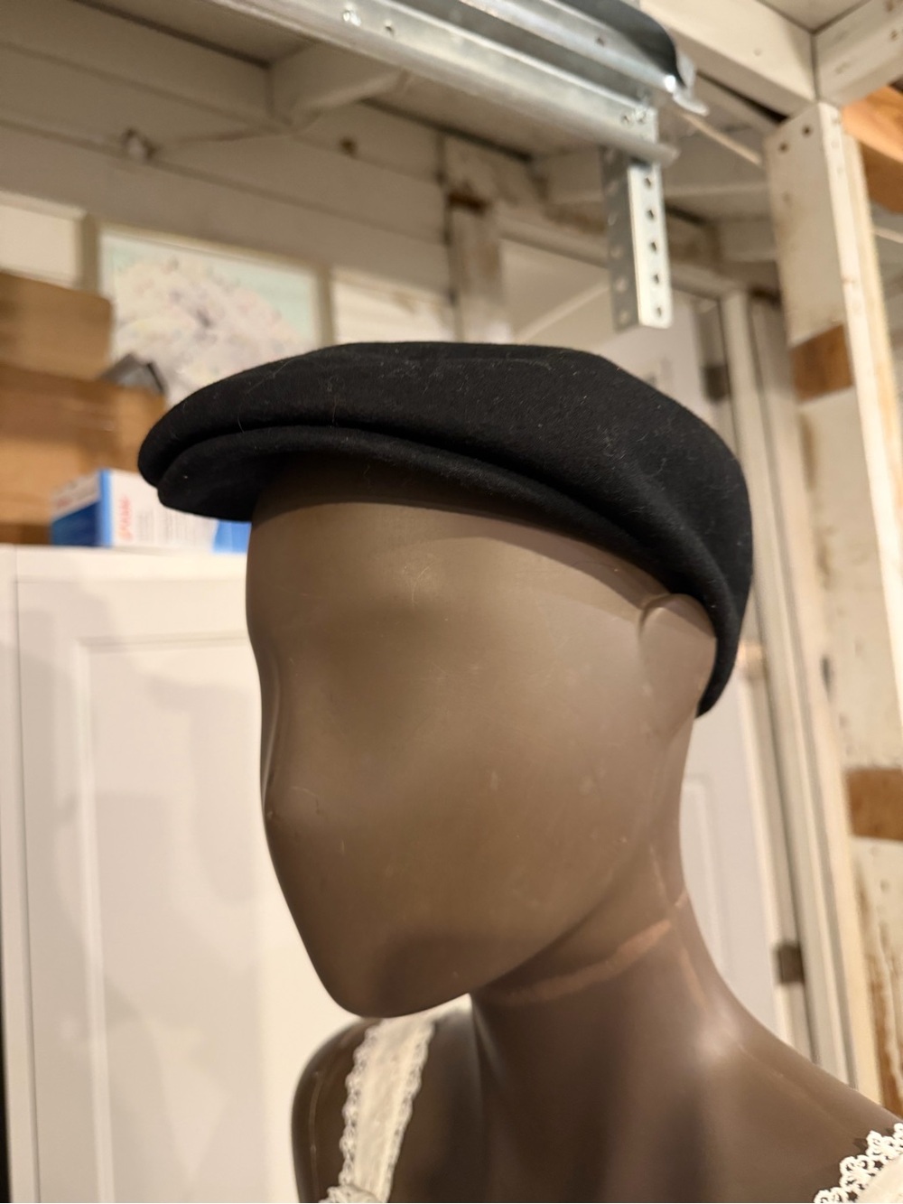 Vintage Geo W Bollman Wool Felt Cap Black Doeskin Hat Made USA Equestrian